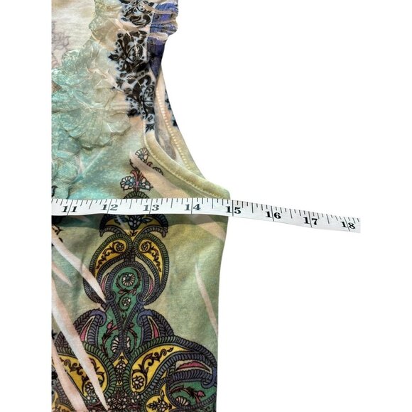 Espresso Women's Sleeveless Green & White Top - Picture 5 of 7